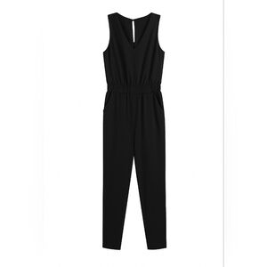 One Clothing Black V-Neck Sleeveless Jumpsuit Women’s Small | Pockets, Chic